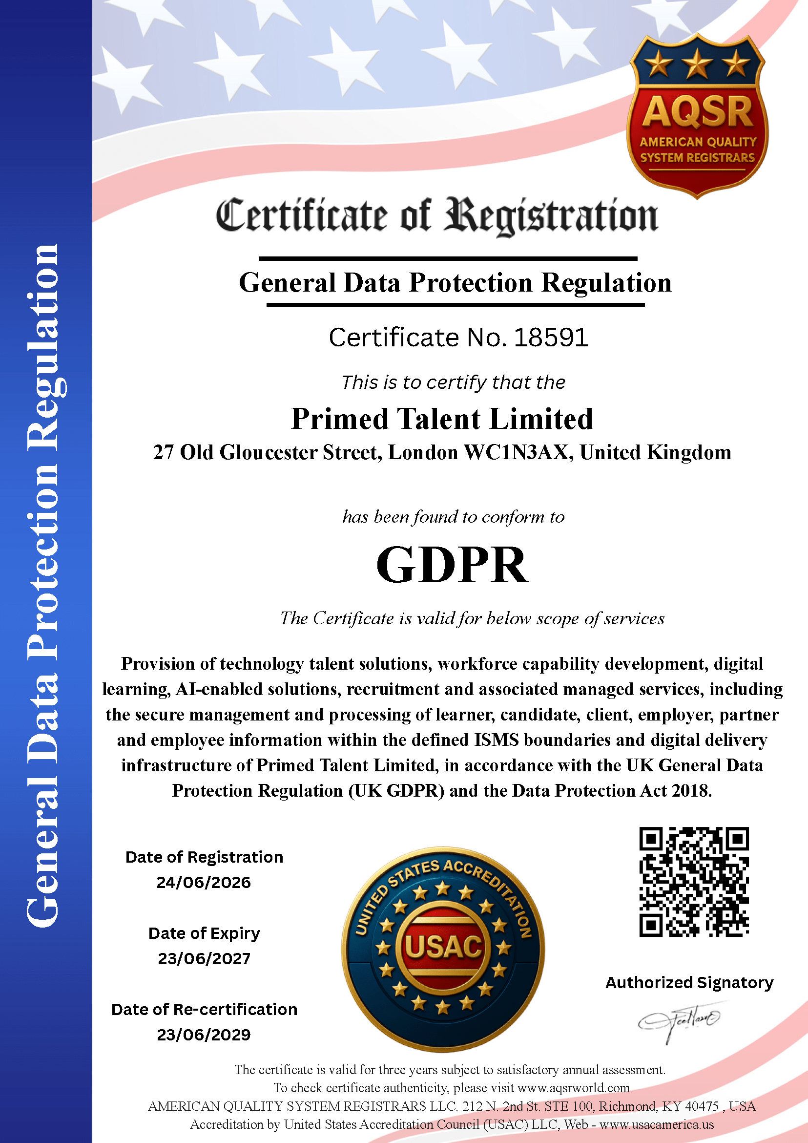 Primed Talent Limited - GDPR